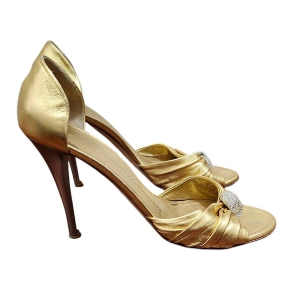Giuseppe Zanotti Gold Peep Toe Pumps Size EU 39.5/US 9 - Picture 3 of 14